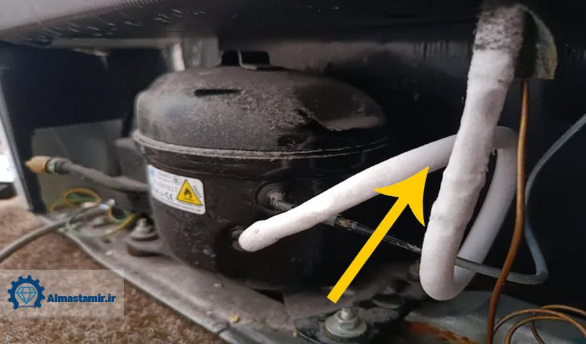 برفک زدن یخچال هیتاچی به دلیل نشت گاز از لوله‌های یخچال